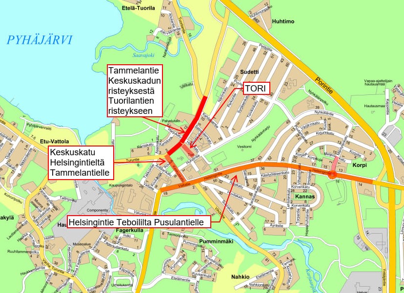 Kartta katujen pesuista huhtikuu 2025